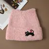 Gorro de Invierno para Mujer, Dulce y Lindo Gorro de Lana con Orejas Bordadas de Gato, Gorro de Punto Cálido y Engrosado para Proteger la Cabeza y las Orejas