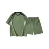 Estilo Outdoor Americano Color Sólido Casual Deportivo Moderno Conjunto Verano Versátil Holgado Camiseta de Manga Corta con Media Cremallera y Shorts