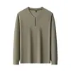 Sudadera con capucha gruesa de manga larga de color liso para hombre, Top de moda de invierno para hombre con media cremallera y cuello en V, Camiseta de marca moderna con forro polar