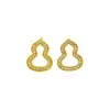 Aretes de Oro Arena Vietnamita Estilo Simple Transfronterizo Aretes de Calabaza Hueca Incrustados con Diamantes para Mujeres Oro de Imitación Que No Se Desvanecerá Durante Mucho Tiempo Joyería Yiwu