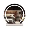 Espelho de maquiagem semicircular, tela sensível ao toque de mesa, luxo leve, plug-in, moderno, LED simples com luzes, luminoso, rotativo para quarto