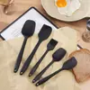 Espátula de Silicona de Grado Alimenticio Juego de 5 Piezas Espátula para Pastel Crema Brocha para Aceite de Masa Cuchillo Mezclador Juego de Herramientas para Hornear Fda