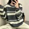 Suéter redondo de jacquard de diseño vanguardista para mujer 2026 Otoño/Invierno nuevo estilo perezoso holgado suéter de punto de manga larga