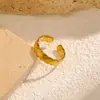 Anillo Abierto de Acero de Titanio Transfronterizo que No se Desvanece, Anillo de Lujo Ligero de Gama Alta Color Dorado, Joyería Simple de Acero Inoxidable 316 para Mujer