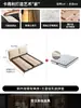 Cama de Madera Estilo Retro Kadeli con Orejas Cama Doble Francesa Dormitorio Principal Borde al Ras Apartamento Pequeño Tela Lavable Cama