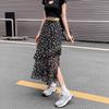 Falda Irregular de Gasa Floral Falda Verano talla grande Abertura Cubre Caderas Falda Midi Cintura Alta Falda Línea A Ropa de Mujer