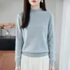 Estilo Old Money Tricô de Malha Grossa Gola Alta Meia Suéter Feminino 2026 Novo Elegante Camada Base Quente Tricô Feminino
