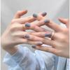 B345 azul transparente color sólido uso diario uso manicura pieza de uña fresco mostrar mano blanco uña postiza uña uña pieza pura