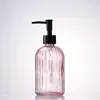 Botella de Lavado de Manos de Rayas Verticales de Alta Calidad, Vidrio Espeso, Botella Dispensadora Multifuncional para Loción y Gel de Ducha, Botella de Vidrio Resistente a la Humedad y al Calor