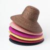 Sombrero de paja de ala ancha tipo cuenco de paja colorido nuevo para Primavera y Verano, protección solar para viajes al aire libre, parasol, sombrero de paja de ala ancha grande para playa