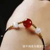 Conjunto de Pulsera y Collar de Arena Púrpura y Oro de Alto Contenido, Conjunto de Cadena para Clavícula con Cuentas Dzi de Cinabrio Hecho a Mano, Suministro para Transmisión en Vivo