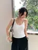 Camiseta sin mangas de moda con cuello en U, color liso, camisola básica ajustada para mujer, nuevo estilo de verano 26 H081110