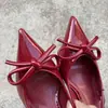 Tacones Altos con Lazo Estilo Celebridad de Internet para Mujer 2025 Charol Correa Trasera Versátiles Burdeos Sandalias Cerradas Sexy para Mujer