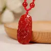 Joyería Qinpei Yin Yang Natural Cinco Elementos Ágata Roja Dragón y Fénix Jade de la Paz Colgante Colgante para Hombres y Mujeres Collar de Pareja