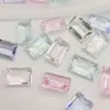 Pedra de Strass Cristal de Vidro com Fundo Pontiagudo para Nail Art Retangular de Canto Reto Grande Cor Transparente Açúcar de Gelo 8*12 Strass para Unhas Strass para Nail Art Acessórios Femininos