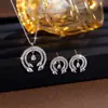 Set de Collar y Pendientes de Circonita de Lujo Ligero para Mujer Estilo Europeo y Americano Accesorios para Vestido de Novia Moda Cadena para Clavícula Juego de Dos Piezas