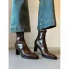 Primer Encuentro Botas de Tacón Grueso Estilo Retro Francés para Mujer 2026 Nuevo Otoño/Invierno Negras Silenciosas con Tacón Alto para el Trabajo Botines