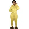 Roupas femininas europeias e americanas, conjunto de moletom de duas peças com forro de fleece e calças femininas de quadril largo, moletom esportivo casual
