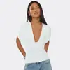 2026 Nuevo Producto Transfronterizo Top Sexy de Manga Larga con Cuello en V y Lunares Franceses para Mujer, Camiseta Básica Estampada de Moda Ajustada al Cuerpo al por Mayor