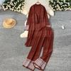 Estilo Coreano Leve Luxo Simples Tricotado Elegante Conjunto Feminino Inverno Gola Alta Suéter Cardigan Casaco Calças de Cintura Alta Slim