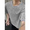 Camiseta Masculina Verão Algodão Twill Preto Cleanfit Gola Redonda Estrela Completa Toque de Luxo Manga Curta Tendência Marca Manga Cropped