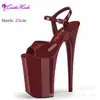 Salto Agulha Sexy Europeu e Americano Impermeável de Plataforma 23cm Sapatos de Palco Altíssimos Sandálias Femininas de Salto Super Alto Modelo Passarela Pole Dance