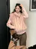 Outono Inverno 2026 Novo Tricô Patchwork Pele Sintética Algodão Jaqueta Feminina Curta Solta Quente Peluda Casaco Estilo Coreano Jaqueta de Algodão