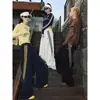 Pantalones Deportivos Rayados Americanos para Hombre 2025 Verano Nuevos de Calle Alta Sueltos con Caída Rectos de Pierna Ancha Casuales Largos