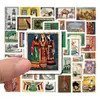 50 Piezas de Pegatinas de Sellos Estilo Árabe Retro, Serie de Sellos Nostálgicos, Decoración de Material DIY para Diarios