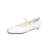 Versión de Piel de Vaca Zapatos Mary Jane Cuadrados Retro Franceses con Hebilla para Mujer Planos de Charol Estilo Hada Zapatos de Ballet