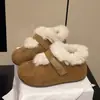 Moda Slip-on Pelúcia Outono/Inverno Peludo Feminino Novo Preguiçoso Aumento Interno de Altura Roupa Externa Sapatos Birkenstock Engrossados 20265cm