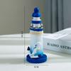 Adornos de Faro Pequeño de Madera Estampada Estilo Mediterráneo Océano 13 cm Decoración Regalo Creativo Accesorios para Sesión de Fotos