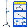 Suporte de Infusão Portátil de Aço Inoxidável, Altura Ajustável, Móvel, com Rodas, para Uso Doméstico, Leve para Pendurar Frascos e Terapia por Gotejamento