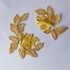 2 piezas de pegatinas de flores con costura de satén amarillo sin adhesivo, piezas de flores bordadas suaves de alta densidad