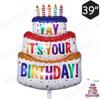 Venta al por mayor Vela Colorida de Cumpleaños Pastel de Tres Pisos Decoración de Fiesta Fondo de Vacaciones Embalaje Separado Globo de Película de Aluminio