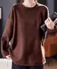 Suéter Preguiçoso Solto com Gola Redonda e Pedrarias 2025 Outono Estilo Coreano Simples e Versátil Malha Top para Mulheres