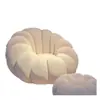 Puff estilo creme, ideal para deitar e dormir, em formato de abóbora, pequeno sofá individual em tecido de veludo cor cordeiro, tudo em um.