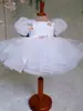 Vestido de Princesa para Niñas con Mangas Abullonadas Blancas y Falda de Malla Verano 2025 Nuevo Lazo Vestido de Princesa para Niños Vestido para Bebé de Un Año