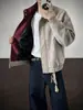 Chaqueta de cuero PU con cuello alto y teñido anudado retro, de estilo americano para hombre, de alta gama, elegante y genial, chaqueta de cuero extragrande, top estilo motociclista