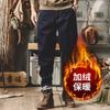 Jeans Americano Retrô Espessado com Forro de Lã para Outono e Inverno Masculino, Corte Solto, Tamanho Grande, Perna Reta, Novo Estilo Casual Versátil Masculino 2025