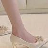 Zapatos de Boda de Tacón Grueso y Punta Afilada 2025 Nuevos Tacones Altos Estilo Francés Coreano Boca Baja Zapatos Individuales Grandes Cong
