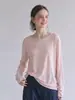 Suéter tejido de punto rosa con diseño suave y cuello redondo para mujer, nuevo estilo primavera-verano, sensación casual y relajada, protector solar, versátil y ligero