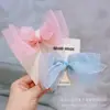 Grampo de Cabelo Infantil Novo Estilo Lindo Fio Fio Laço Tiara Grampo de Cabelo Fada Delicada Xadrez Top Clip com Vestido Acessório de Cabeça