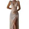 Amazon 206 Vestido Sexy de Tirantes con Escote en V y Abertura, Vestido de Moda Ajustado, Ropa para Mujer para Exportación, Comercio Exterior Transfronterizo Europeo y Americano