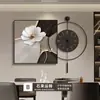 Piedra Llega a Restaurante de la Suerte Pintura Decorativa con Reloj Lujo Ligero Sensación de Gama Alta Pintura de Pared para Comedor Reloj de Pared Simple Transfronterizo