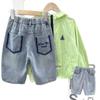 Meninos Shorts Verão 2025 Novas Roupas Infantis Meninos Calças Cinco Pontos Soltas Calças Infantis Grandes Verão Jeans Infantil