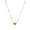 Cadena de bolas de acero de titanio collar de acero de titanio con forma de corazón para mujer, joyería para clavícula de acero de titanio