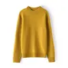 Suéter Básico Feminino Gola Alta Meia-Estação Outono e Inverno Cor Sólida Simples Pulôver de Tricô Cashmere Puro Solto Emagrecedor