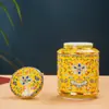 Latas de Té Rectas de Color Esmaltado Jingdezhen Cerámica Sellada Retro de Lujo Ligero Estilo Chino Nuevo Decoración del Hogar