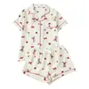 Cárdigan de Punto Burbuja Arrugado de Color Claro Transfronterizo Europeo y Americano Pijama para Mujer, Pantalones Cortos de Manga Corta de Comercio Exterior, Conjunto Casual Transpirable para el Hogar